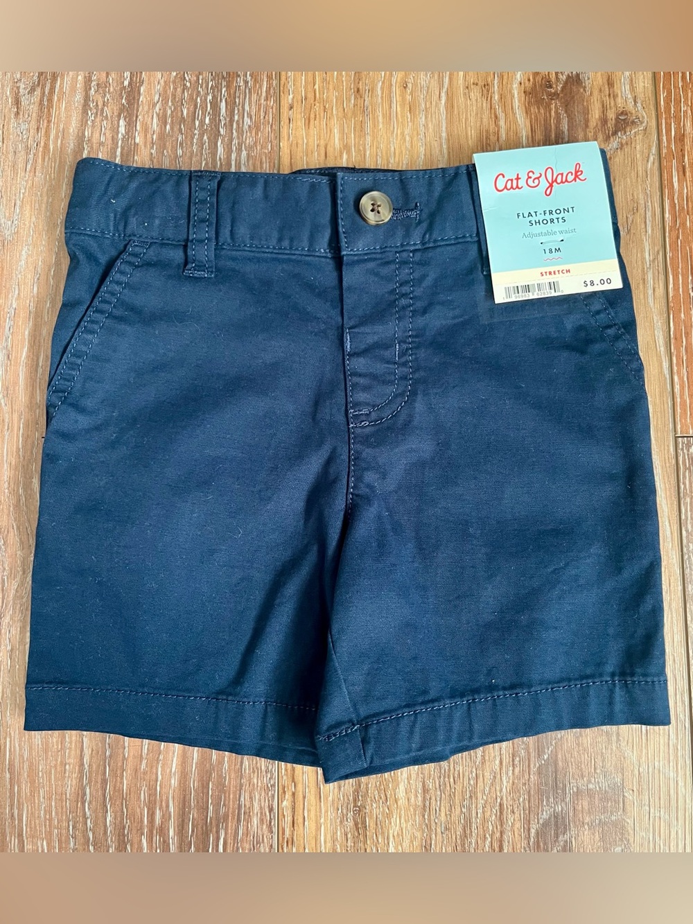 Cat & Jack Navy Blue Adjustable Waist Flat Front Shorts Size 18 Months